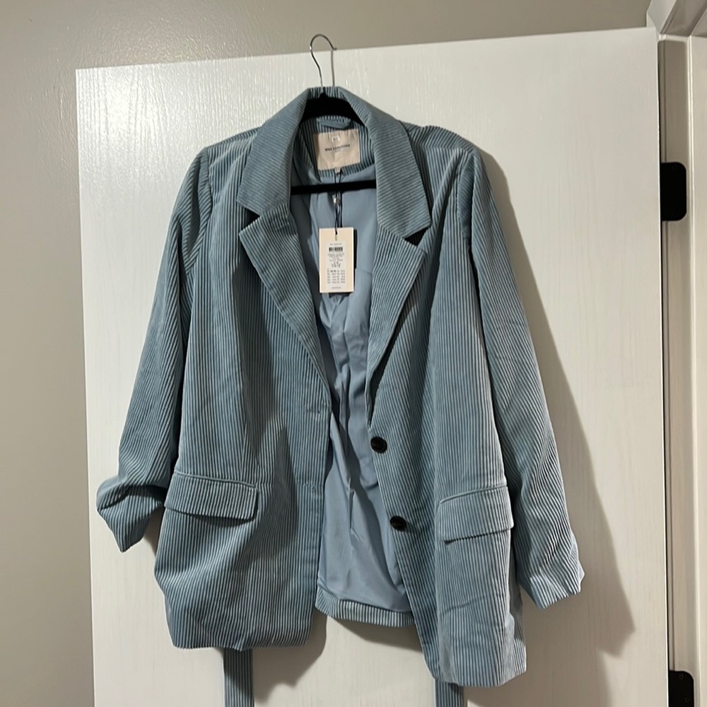 Corduroy Baby Blue Blazer Plus Size